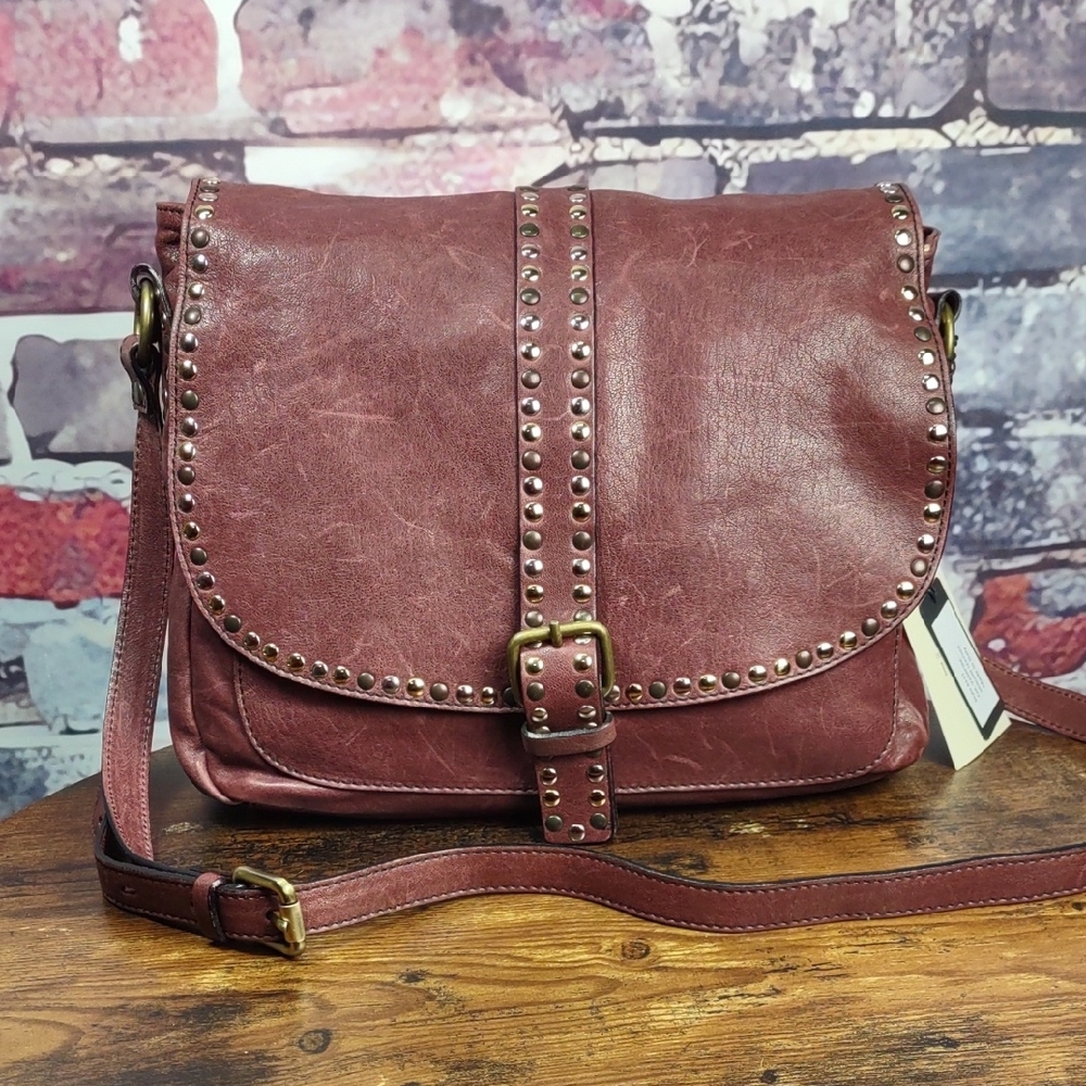 Cavalcanti Studded Leather Saddle Bag
